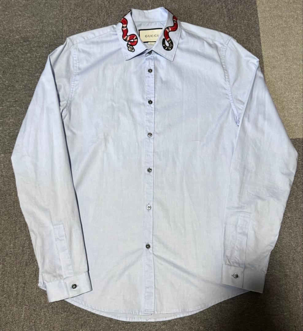 現行タグBTSテテ着用】グッチ 長袖シャツ スネーク 刺繍 Mサイズ