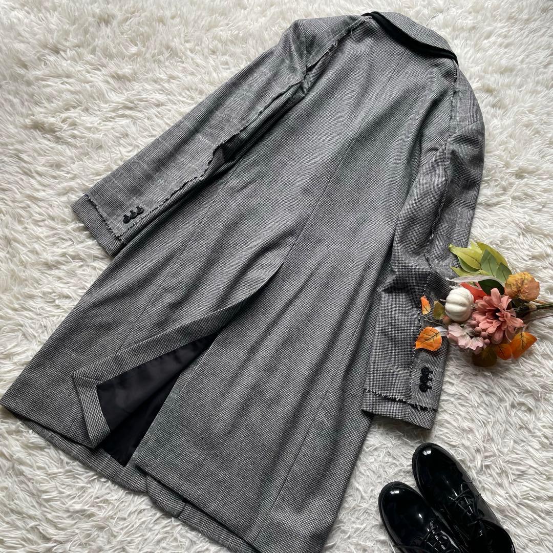 アウラ　極美品カットオフベロア切り替えチェスターコート　ロング