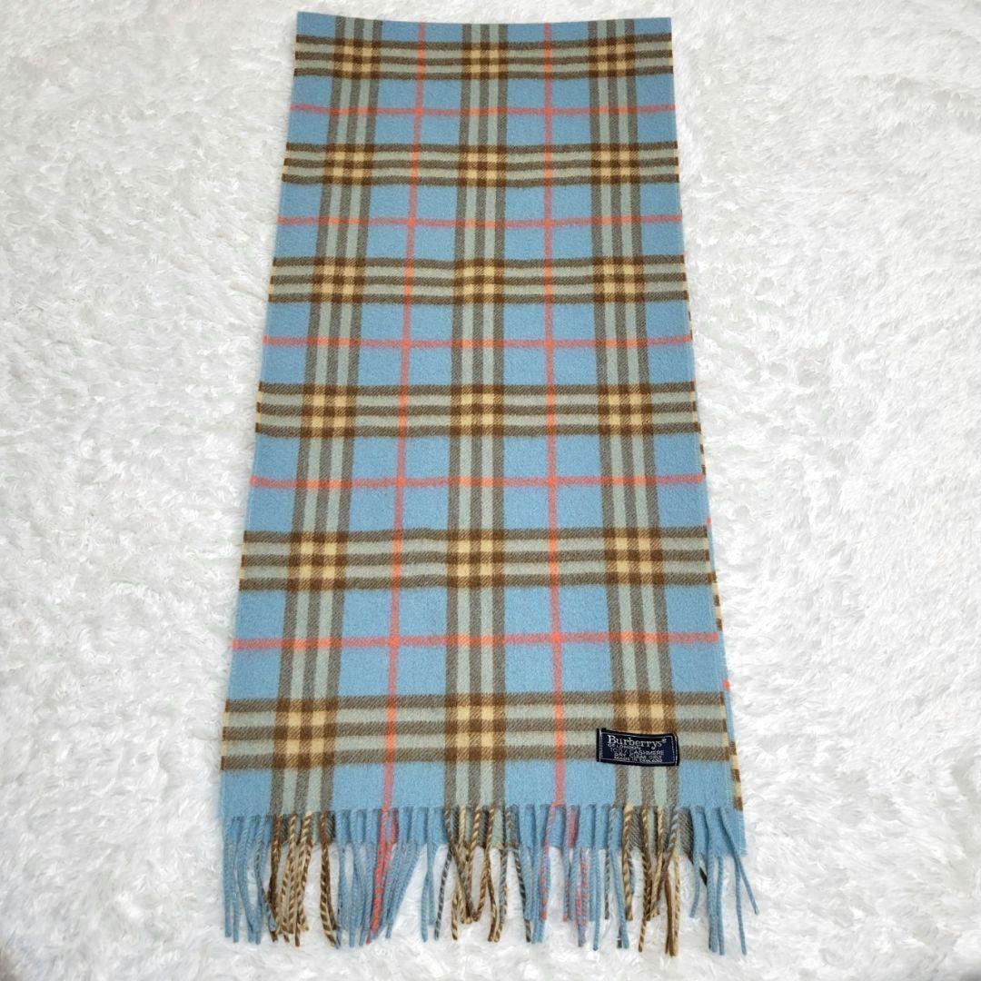 極美品】Burberrys バーバリー マフラー カシミヤ イングランド 青