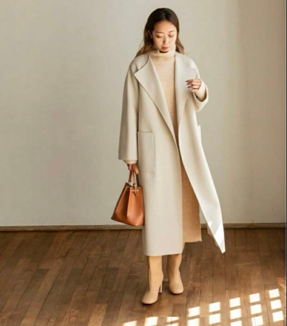 【NOBLE】　W/Nyリバーノーカラーコート 36サイズ