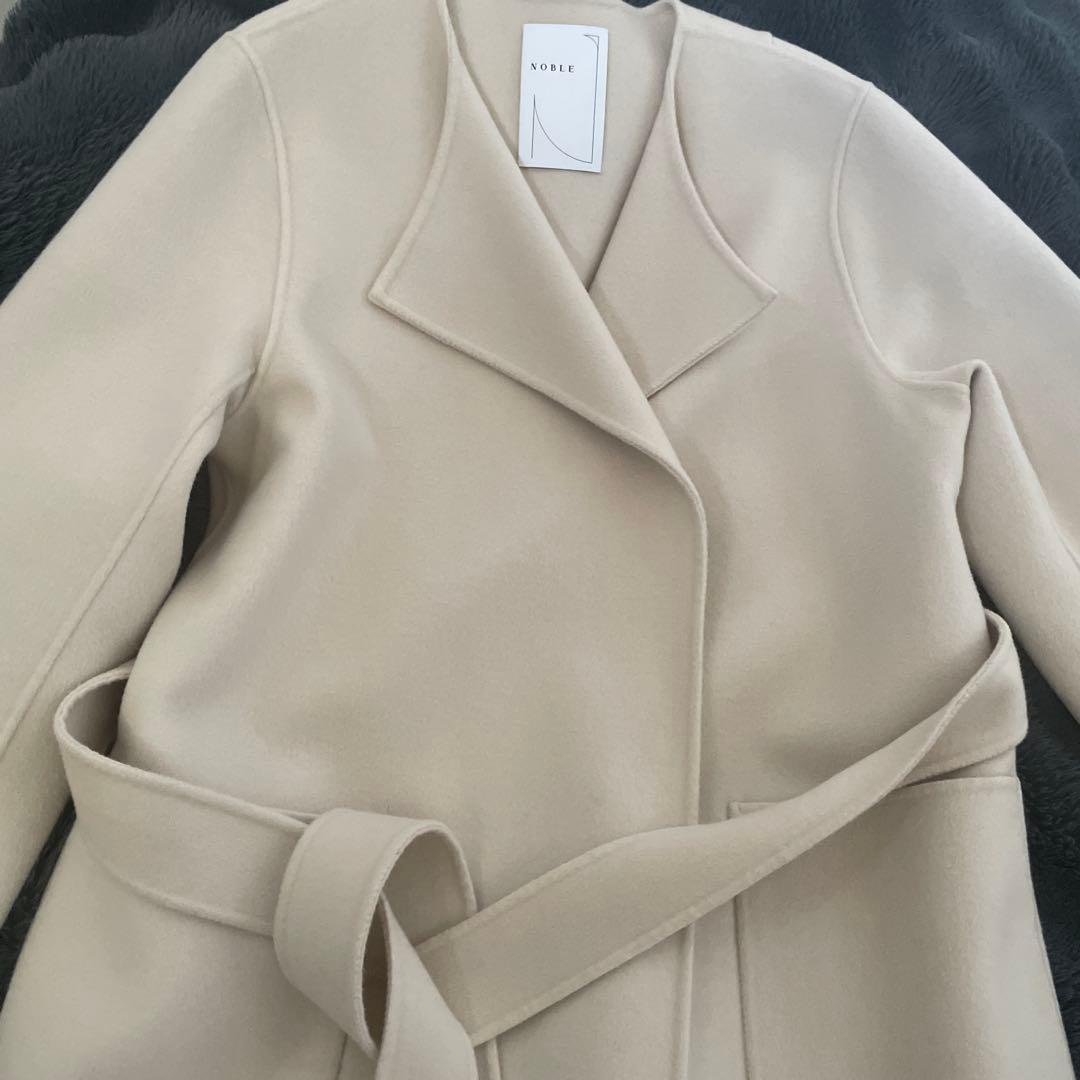 【NOBLE】　W/Nyリバーノーカラーコート 36サイズ