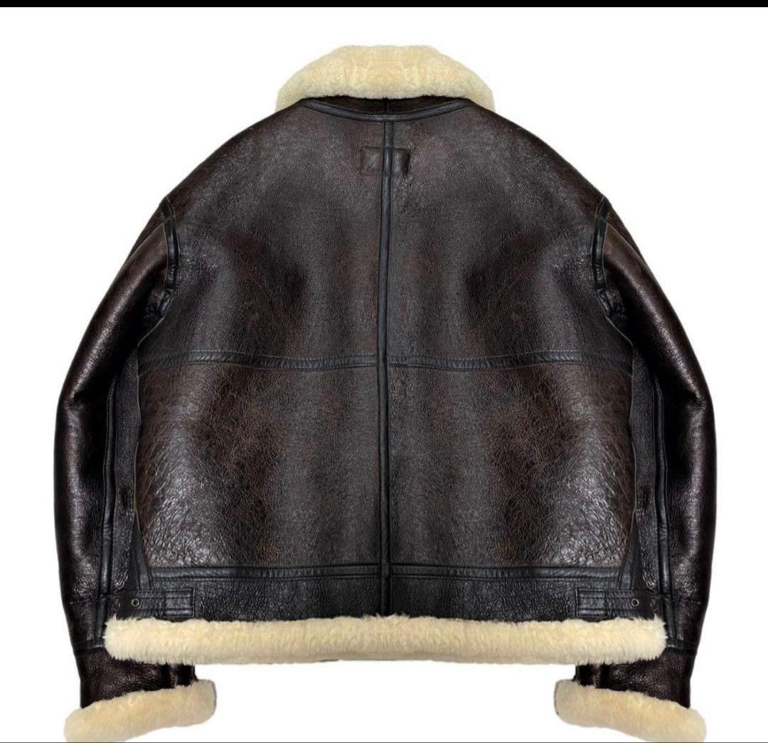 12万 ウインドアーマー 米産羊革 B-3 ムートン フライトジャケット 4L