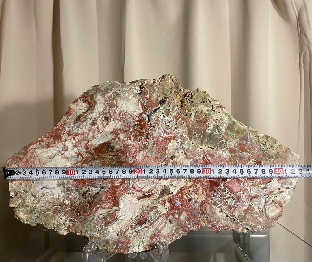 4770 佐渡岩谷口五色メノウ 水石 盆栽 横43.5(cm) 8kg 赤玉石