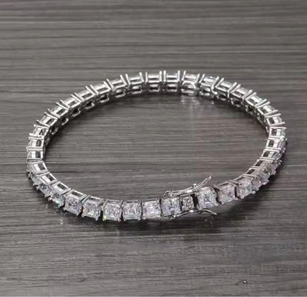 格を纏う】10ctモアサナイト×S925 テニスチェーンブレスレット｜証明