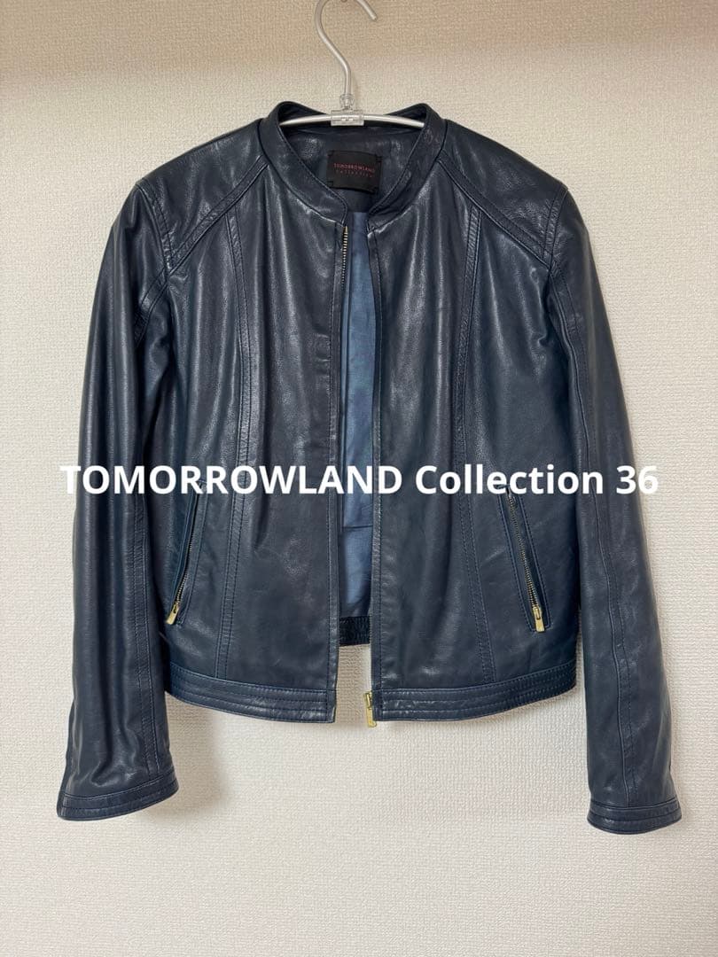 TOMORROWLAND collectionネイビーレザージャケット36 - メルカリ