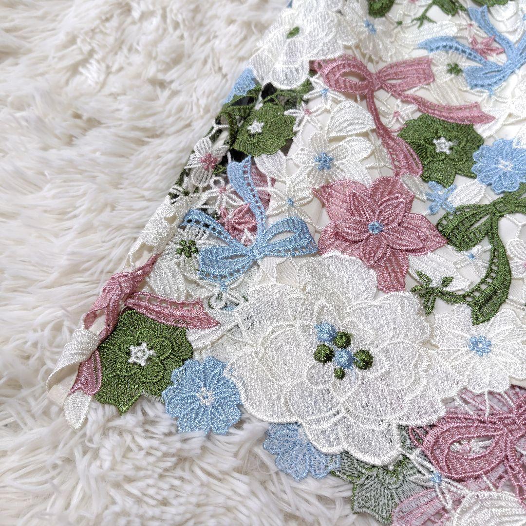 【未使用級♡希少42】ローズティアラジュエル　フラワーケミカルレースワンピース