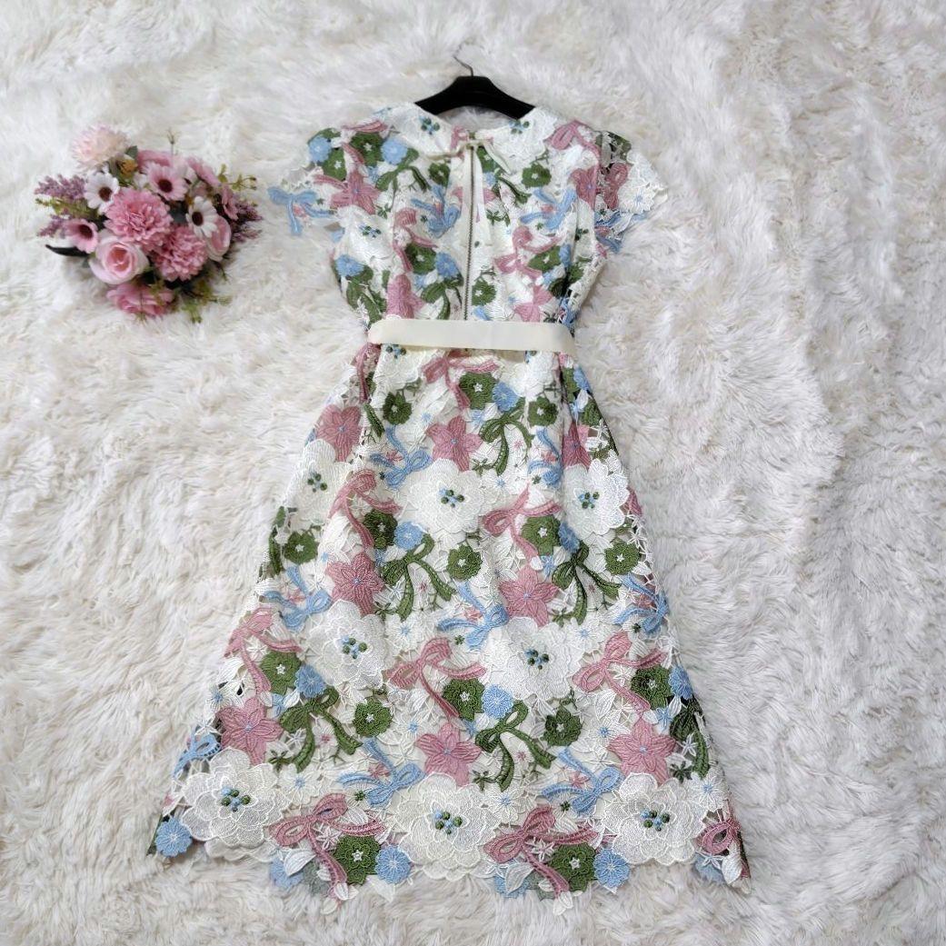 【未使用級♡希少42】ローズティアラジュエル　フラワーケミカルレースワンピース