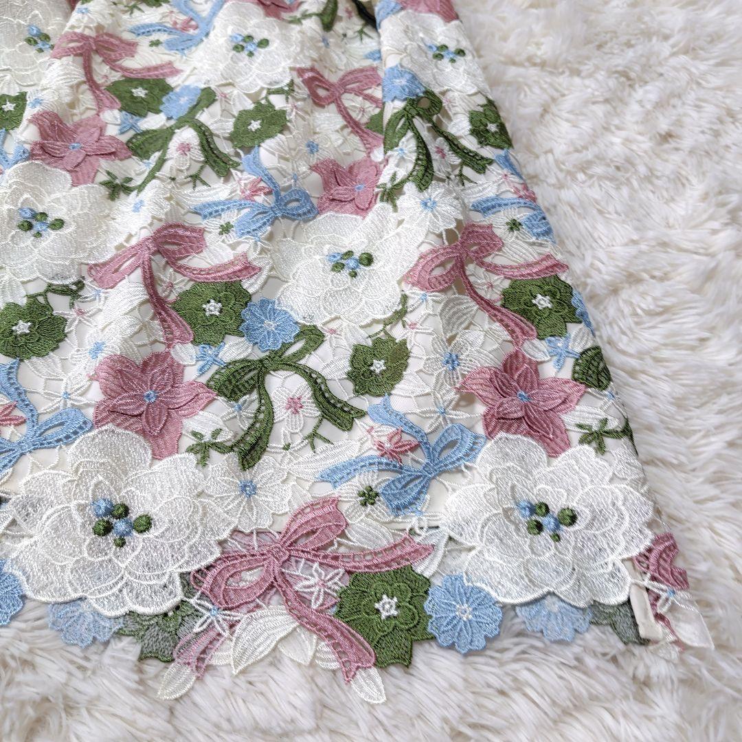 【未使用級♡希少42】ローズティアラジュエル　フラワーケミカルレースワンピース