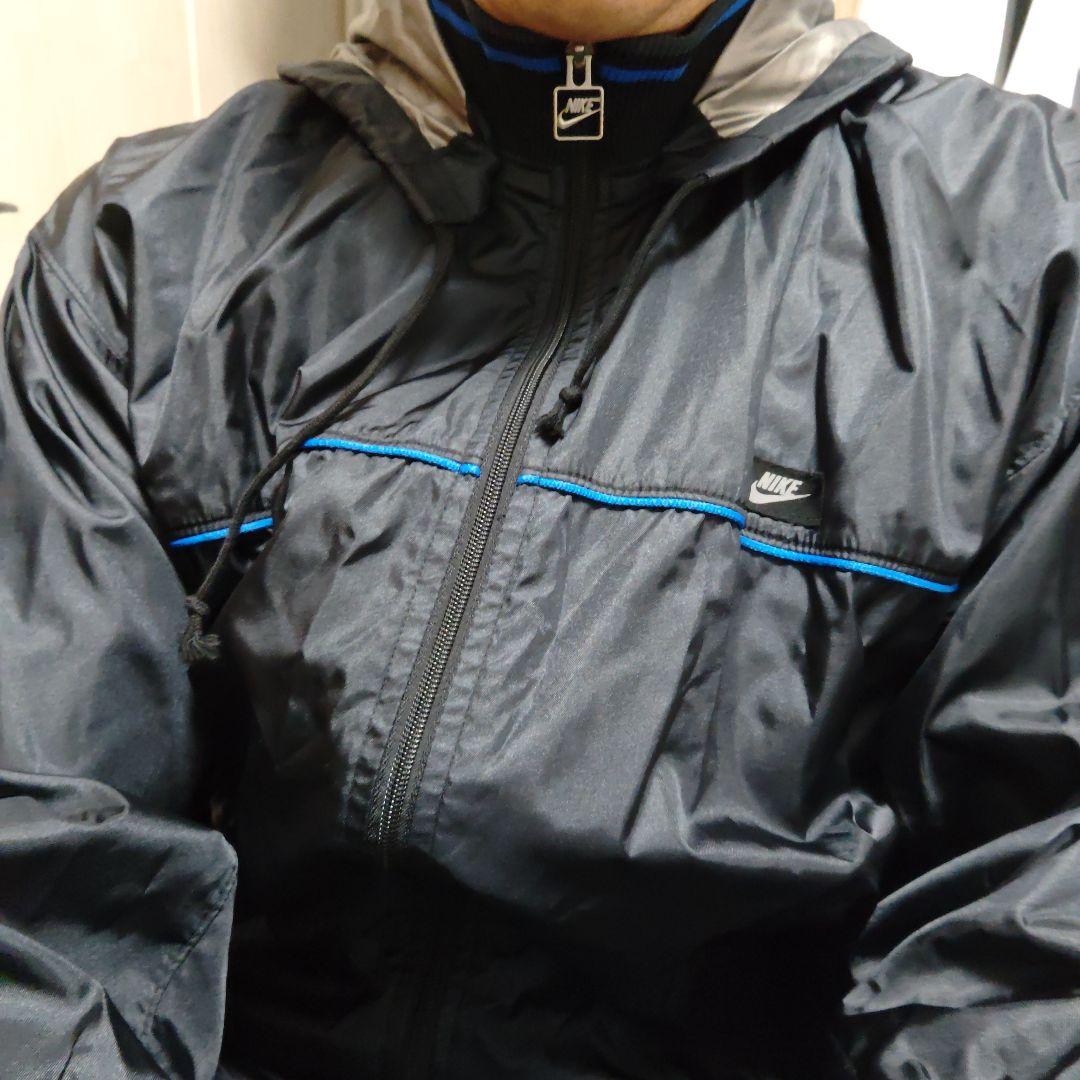 希少 80sナイキNIKE アルミコーティング上下 サウスーツ ネイビー