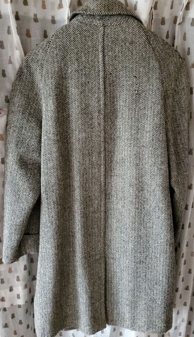 【米国製美品】60s ヴィンテージ　ラグラン　ハリスツイード　コート　グレー
