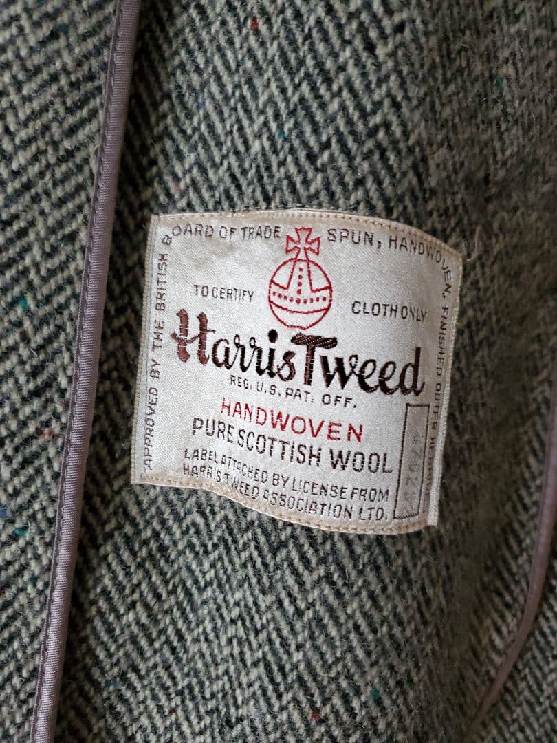 【米国製美品】60s ヴィンテージ　ラグラン　ハリスツイード　コート　グレー
