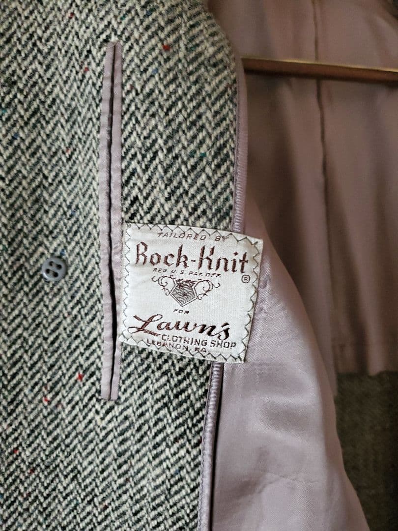 【米国製美品】60s ヴィンテージ　ラグラン　ハリスツイード　コート　グレー