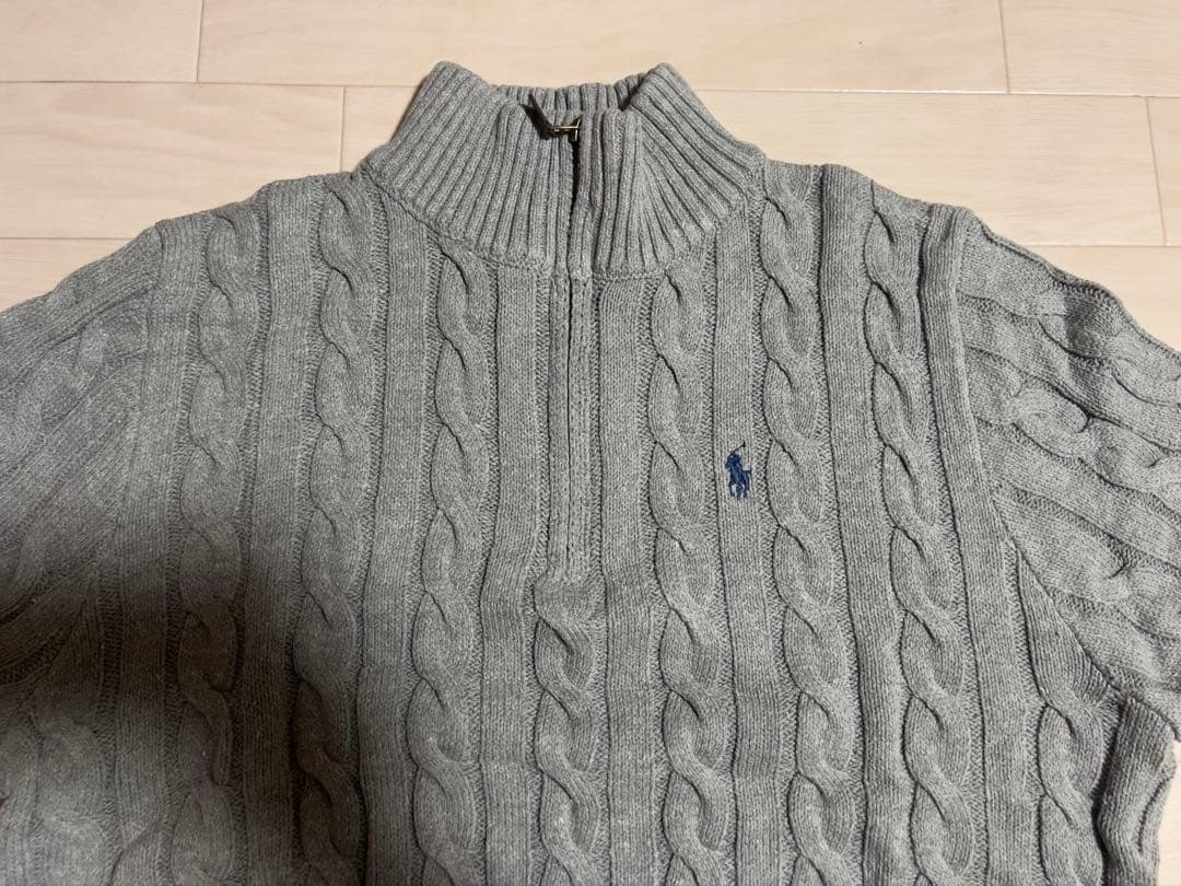 POLO ラルフローレン ハーフジップ ニット グレー L