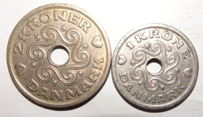 デンマーク硬貨【2クローネ 1クローネ 各1枚(1992年)】計2枚 e - メルカリ
