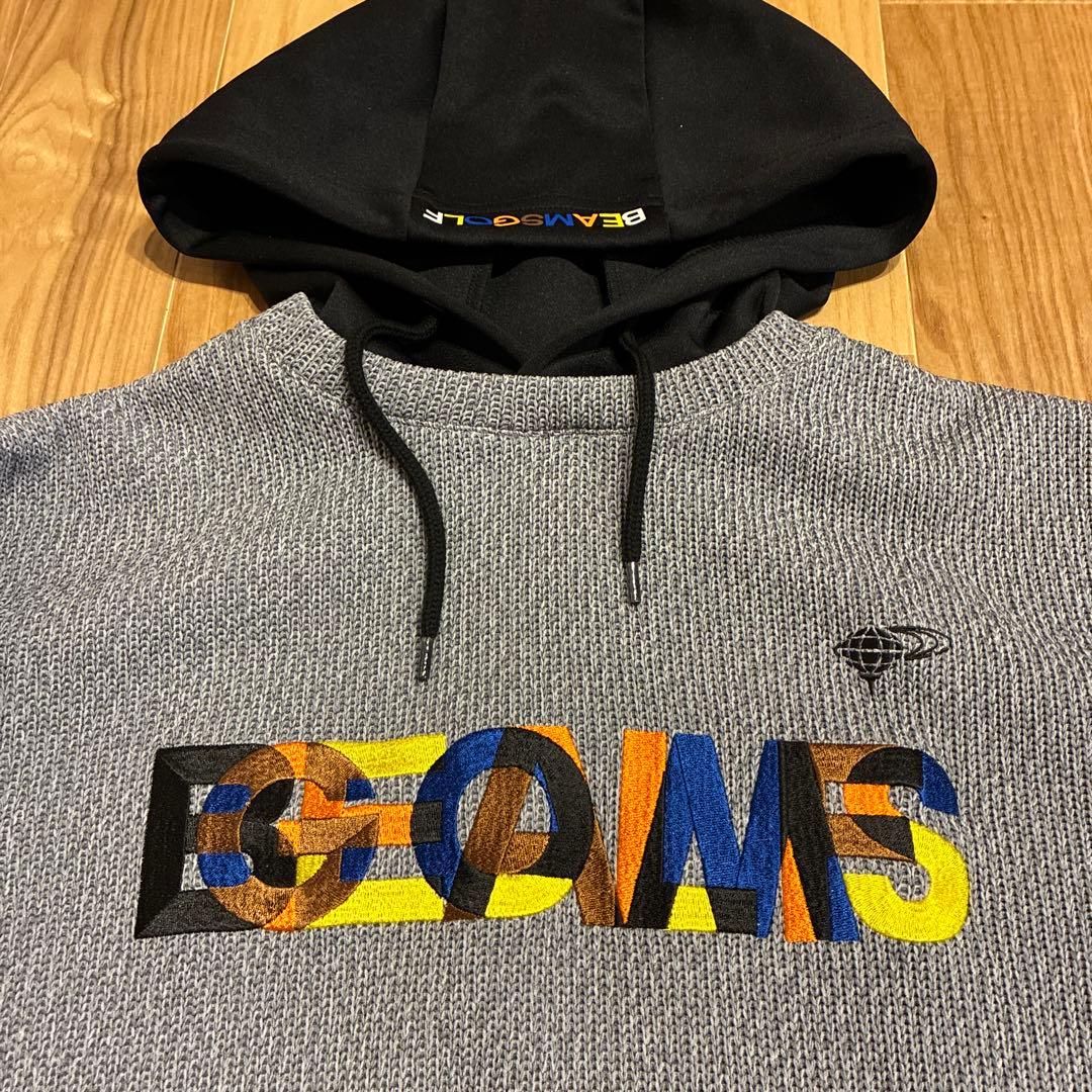 BEAMS GOLF ゴルフウェア　ニットパーカー　刺繍ロゴ　Mサイズ　メンズ