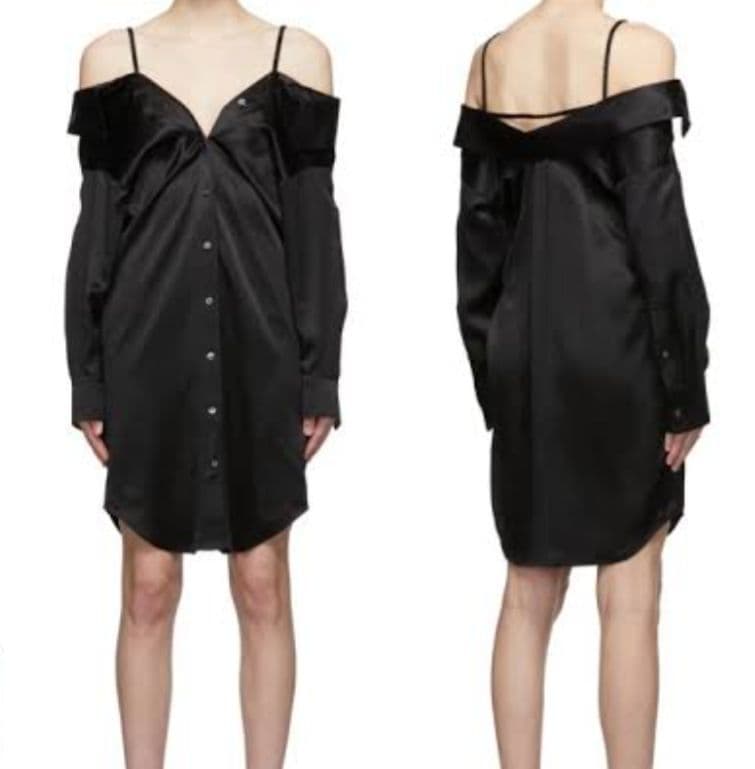 レア【アレキサンダーワン】シャツワンピース シルク オフショルダー