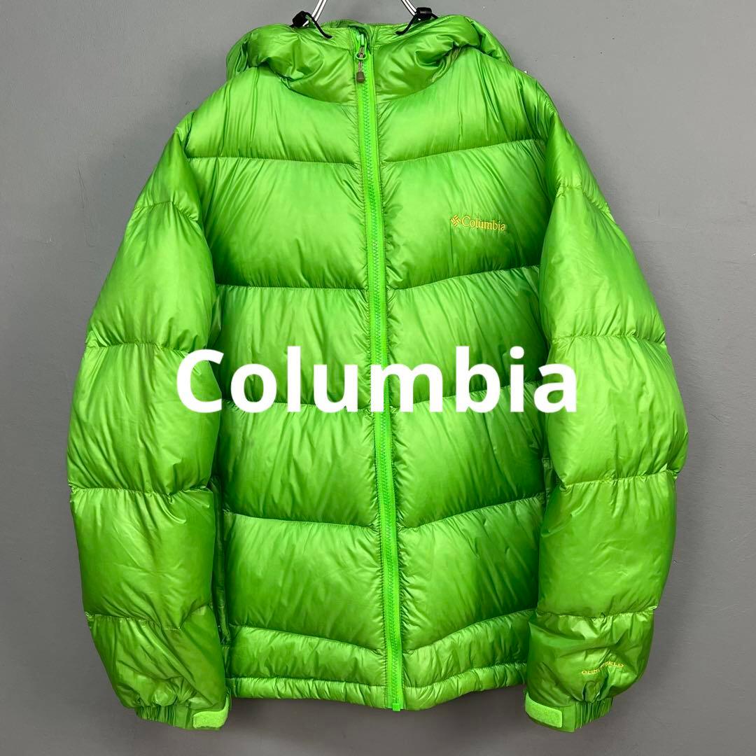 Columbia コロンビア ダウンジャケット・パーカー 黄緑 刺繍 メンズ L