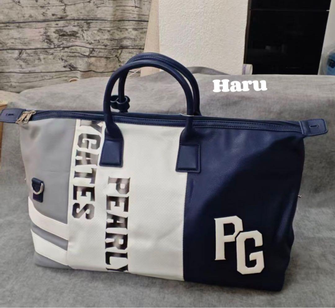 PEARLY GATES ボストンバッグ ネイビー・ホワイト - メルカリ