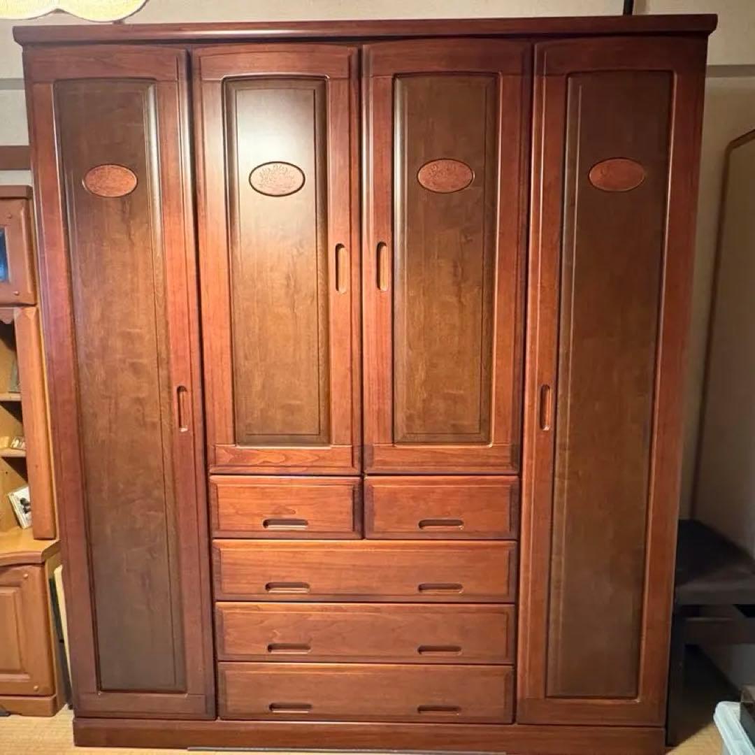 天然木 チェスト 5段 幅98cm ダークブラウン 完成品 木製チェスト 5