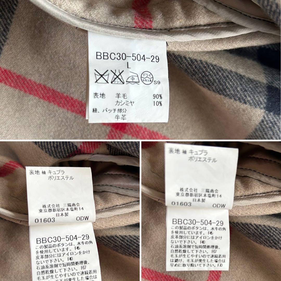 【極美品】バーバリーロンドン　ダッフルコート　カシミヤ混　ノバチェック　黒　L