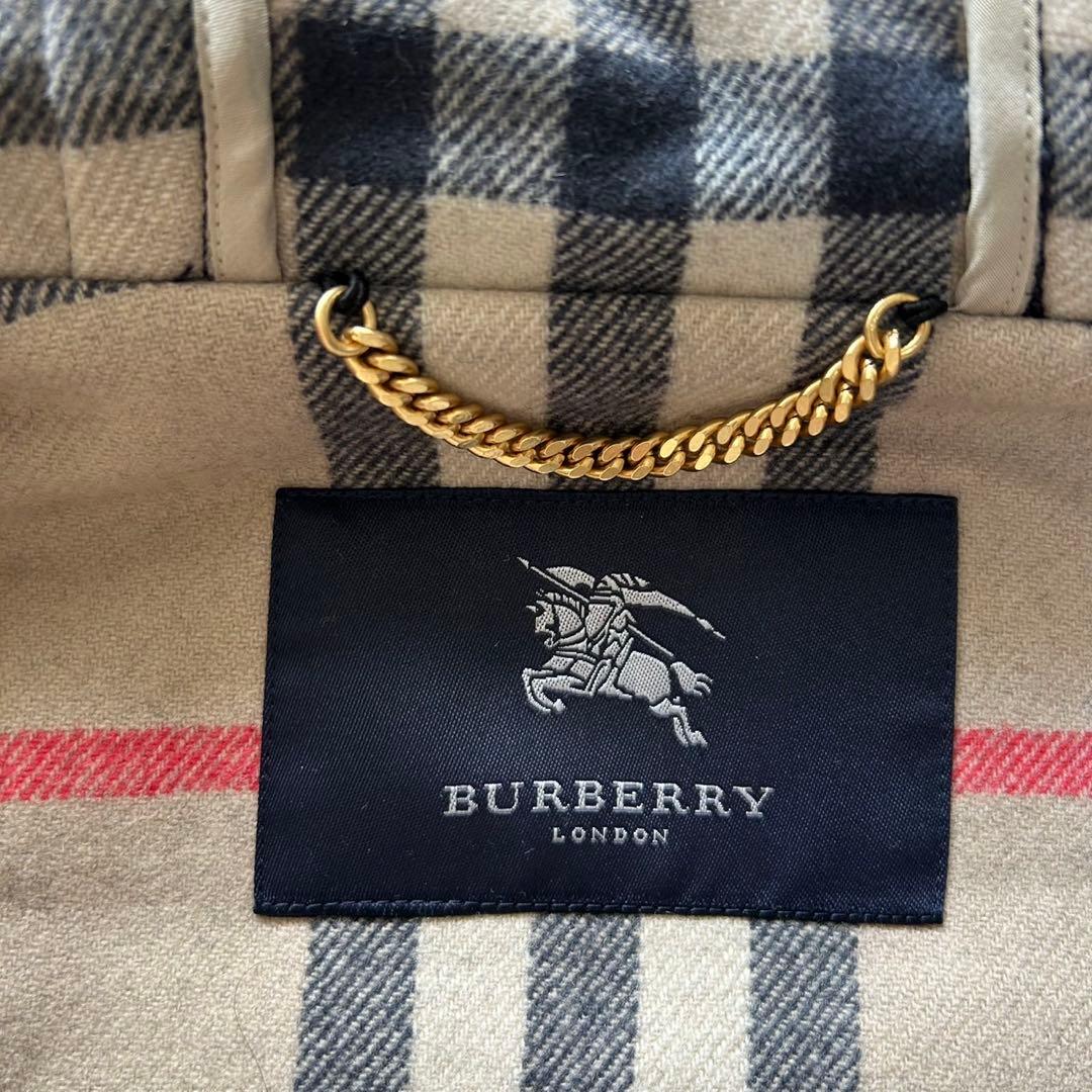 【極美品】バーバリーロンドン　ダッフルコート　カシミヤ混　ノバチェック　黒　L