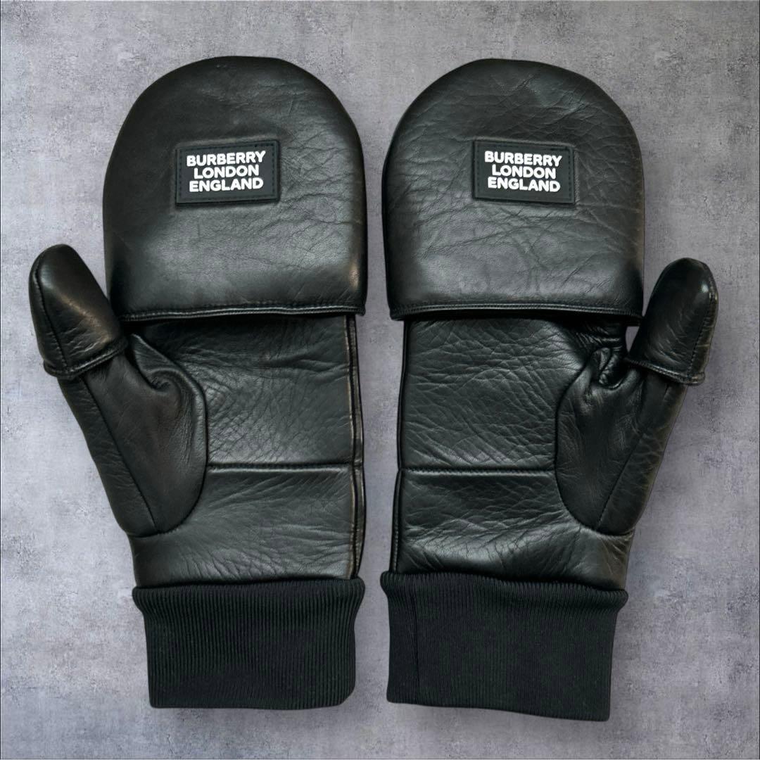 極美品 BURBERRYミトングローブ オープンフィンガー Mサイズ