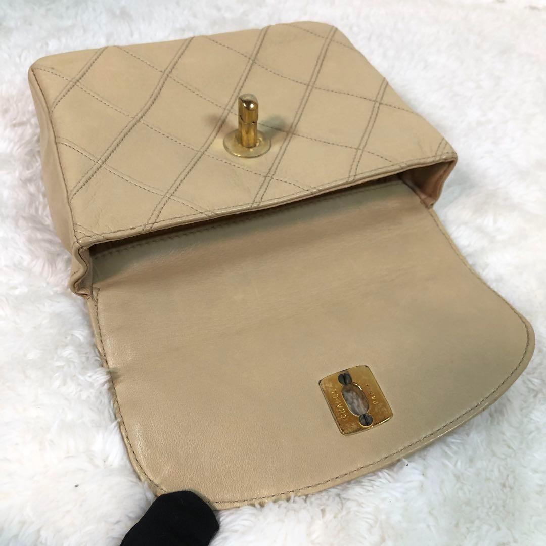 シャネル ウエストポーチ ビコローレ ラムスキン ターンロック ベージュ