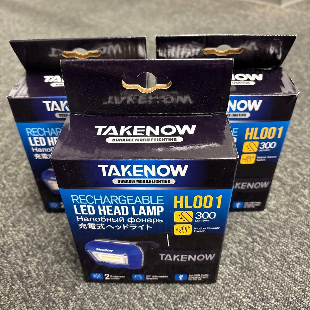 TAKENOW 充電式LED ヘッドライト HL001 3個売り❗️