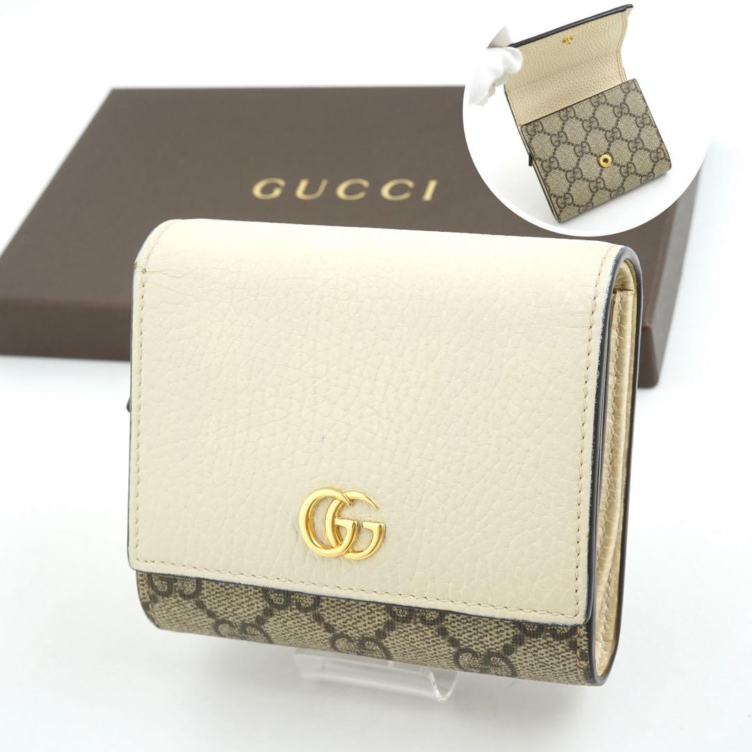 ✨未使用に近い✨ GUCCI ミニ財布 マーモント GGロゴ GGライン 白色