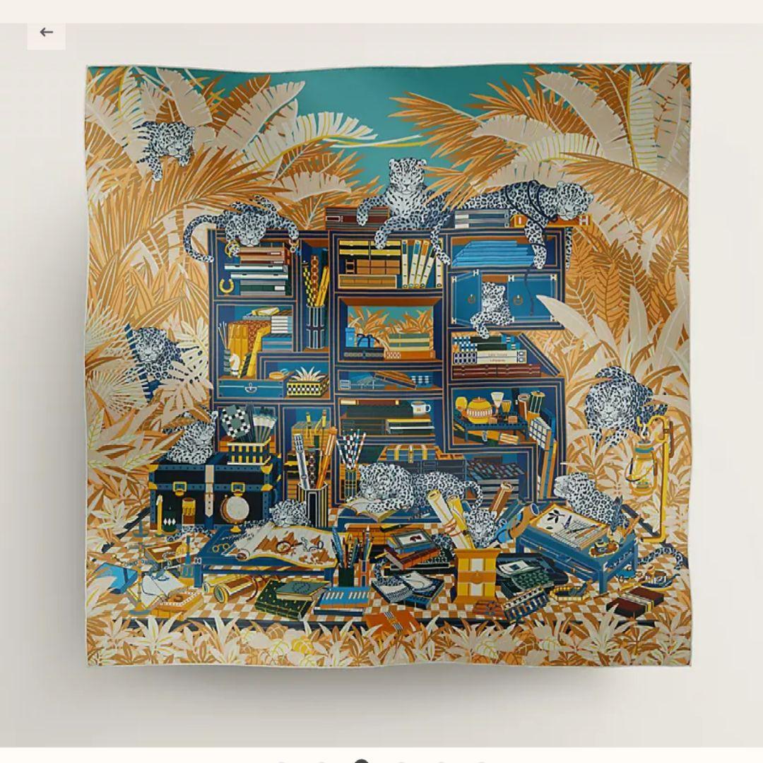 ★専用★　HERMESカレ 90 12頭のレオパードダ　ブルフェイス スカーフ