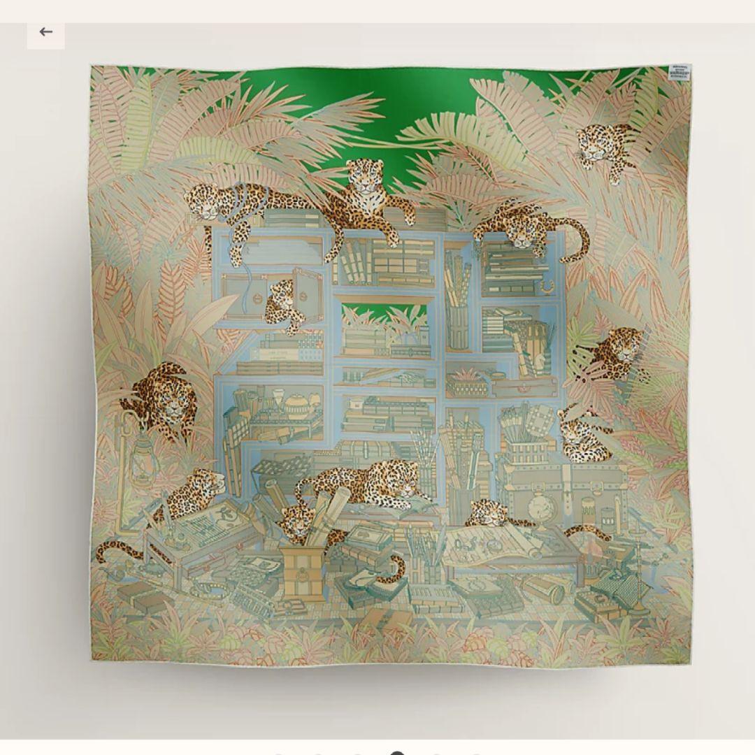 ★専用★　HERMESカレ 90 12頭のレオパードダ　ブルフェイス スカーフ