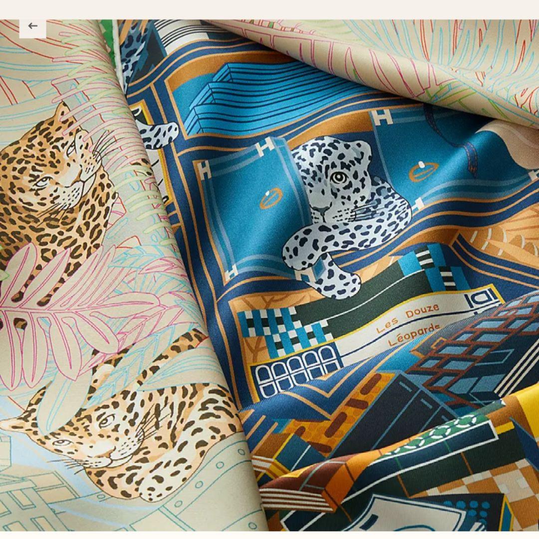 ★専用★　HERMESカレ 90 12頭のレオパードダ　ブルフェイス スカーフ