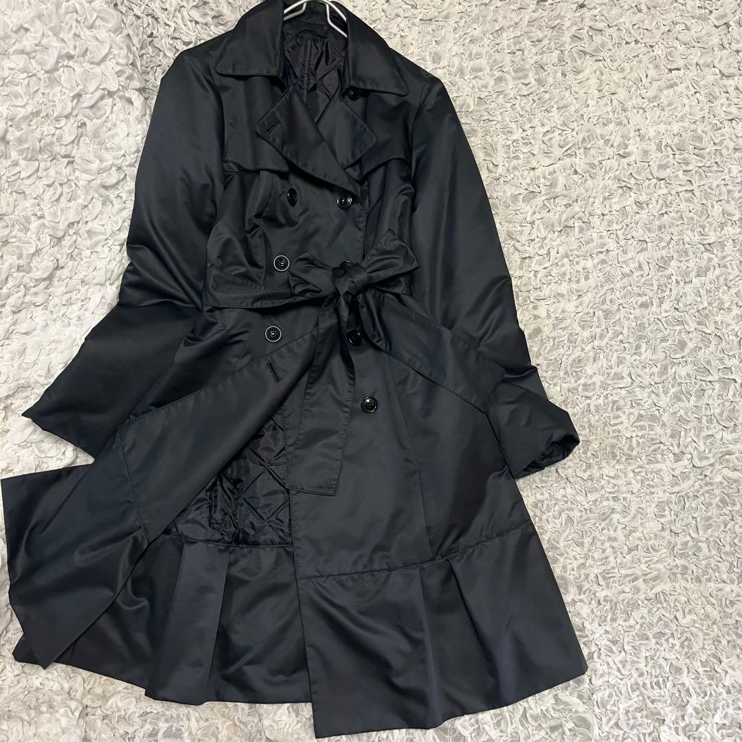 中綿【アナイ ANAYI】トレンチコート 38サイズM ベルト 紺ネイビー