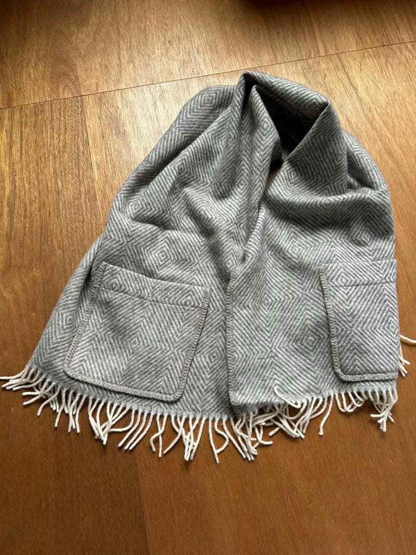 【LAPUAN KANKURIT】 ビッグストール／グレー／ポケット付き