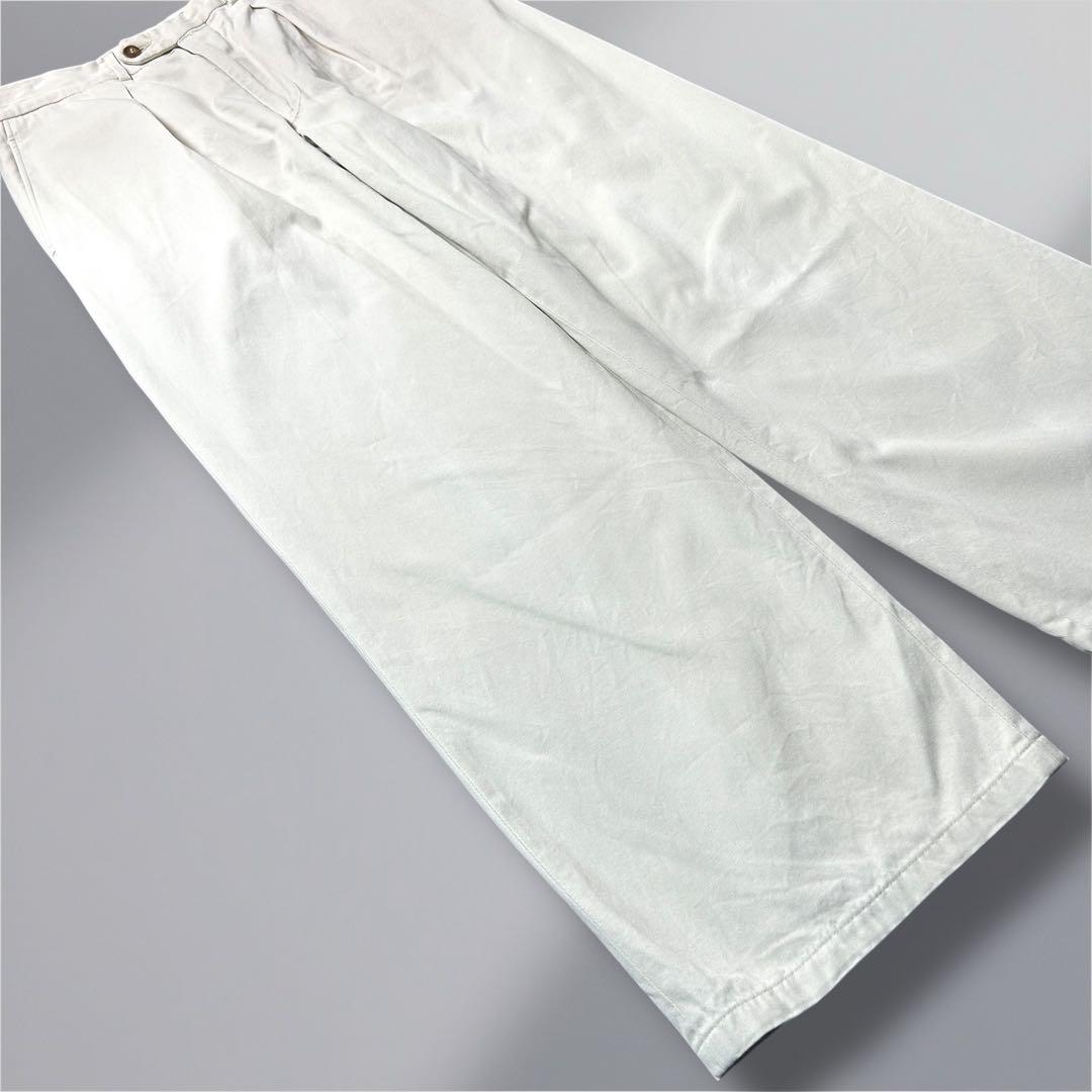 90's'GIORGIO ARMANI 2タック　ワイドチノパン　 アイボリー