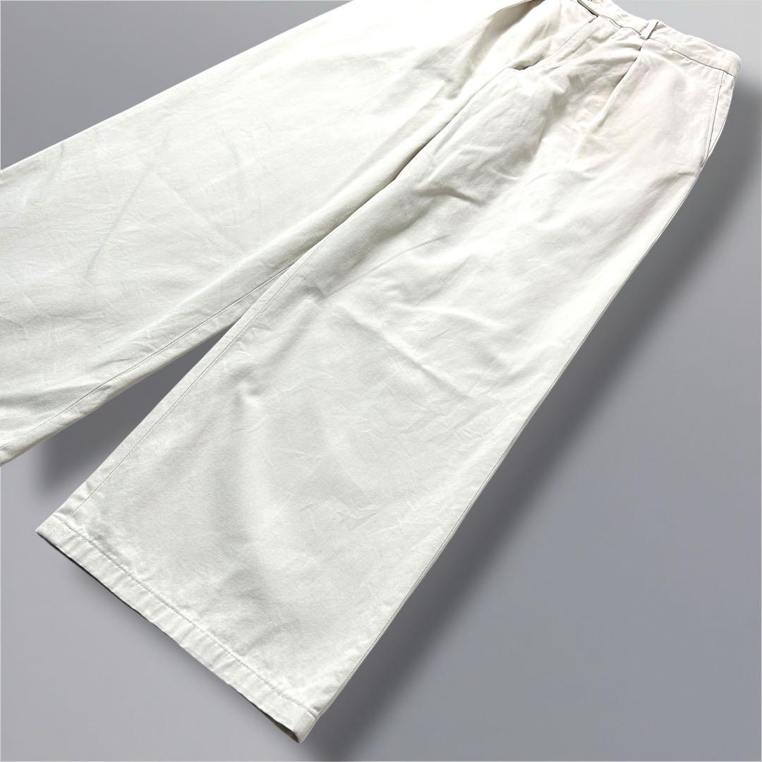 90's'GIORGIO ARMANI 2タック　ワイドチノパン　 アイボリー