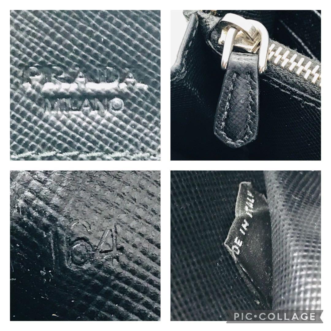 PRADA✨プラダ サフィアーノ スタッズ 長財布 シルバーロゴ金具 ネイビー