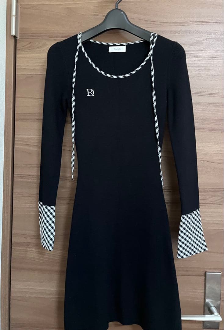 Darich ダーリッチ チェックリボンニットミニワンピース
