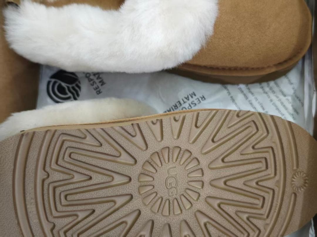 UGG ムートンブーツ 37 ブラウン/ホワイト 23.5cm