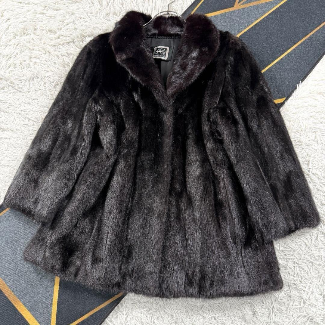 サガミンク ブラックミンク ファーコート 本毛皮 M 毛並み◎なめし