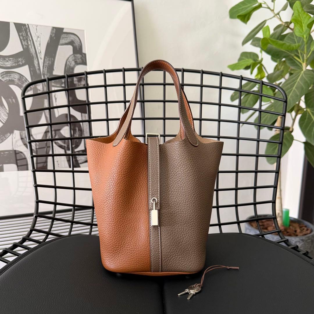 HERMES ピコタンロック PM カザック エトゥープ ゴールド ハンドバッグ