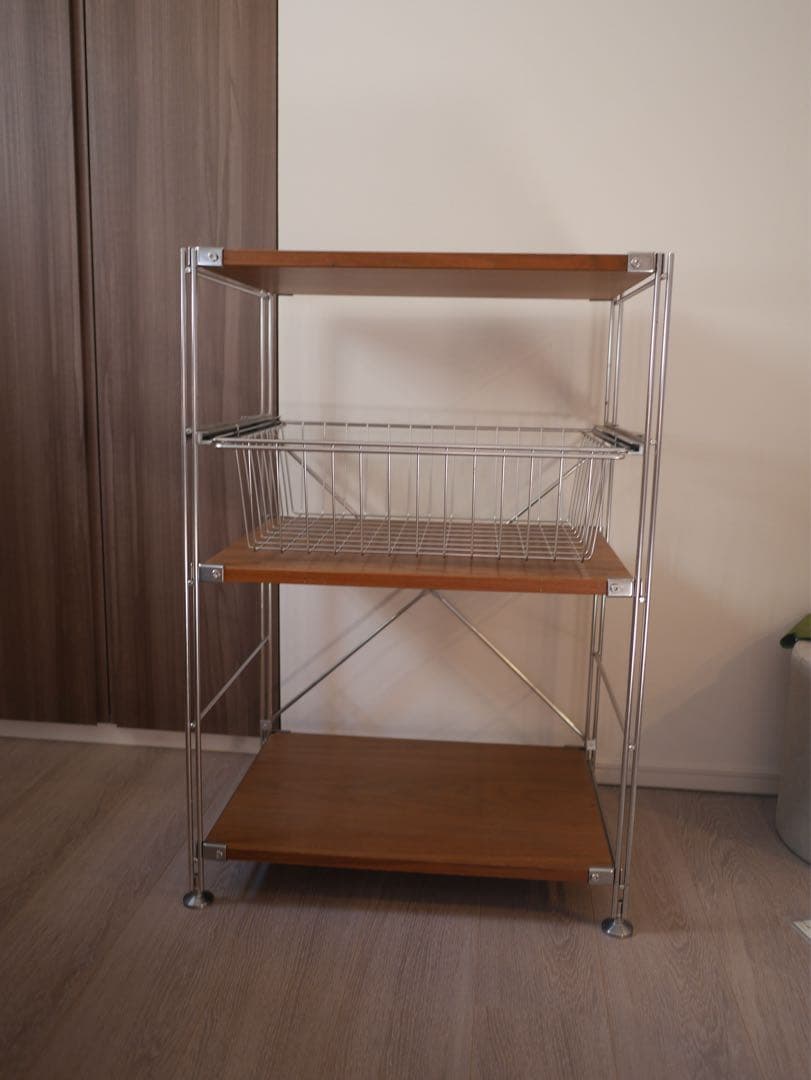 【送料込み】無印良品ステンレスユニットシェルフウォールナット