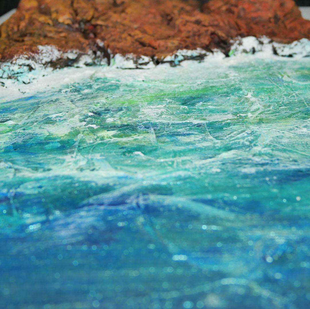 油絵 絵画 【岩場の海】