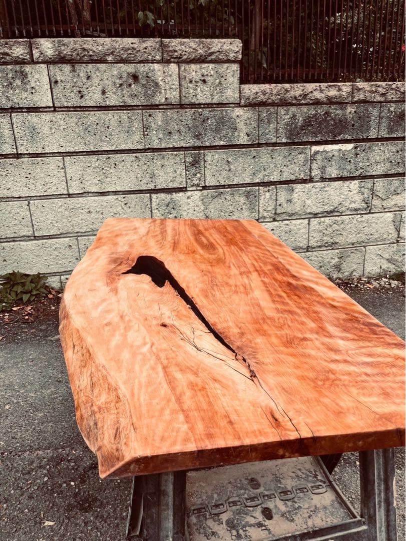 栃 ダイニングテーブル T字脚込み - メルカリ