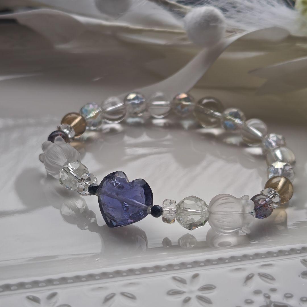 みゆ様♡専用です♡新作♡水ブレス✩宝石質アイオライト♡オーソクレース、グリーンア