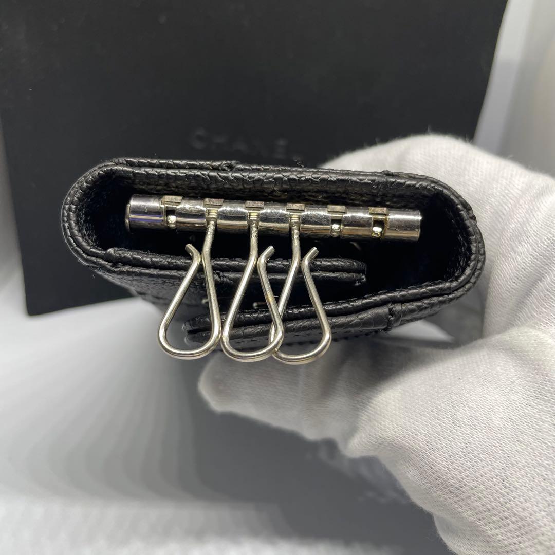 CHANEL⭐︎シャネル⭐︎ブラック×シルバー⭐︎キャビアスキン　6連キーケース