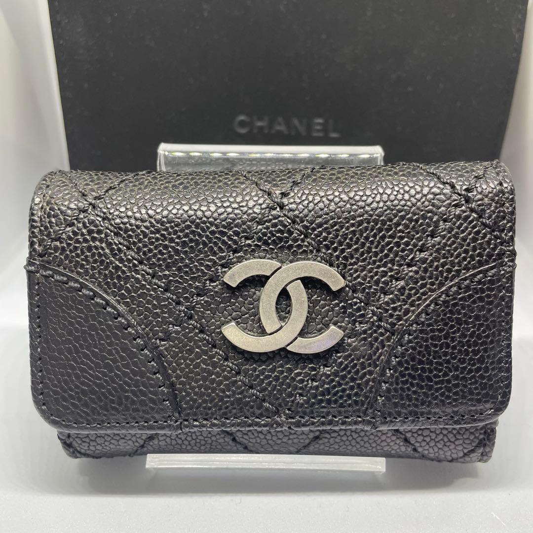 CHANEL⭐︎シャネル⭐︎ブラック×シルバー⭐︎キャビアスキン　6連キーケース