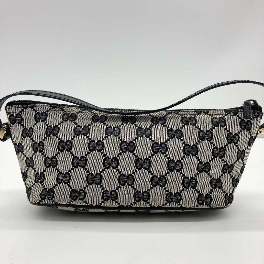 GUCCI アクセサリーポーチ GG キャンバス グレー ブラック コンパクト