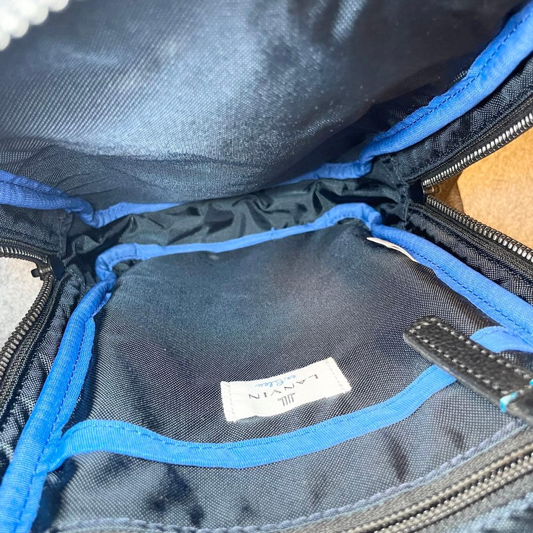 【未使用級】　ランバンオンブルー　ボディバッグ　レザー×ナイロン　黒