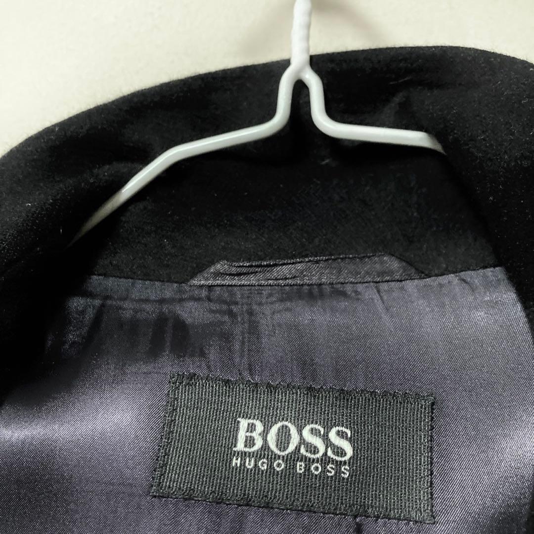 超美品 HUGO BOSS ヒューゴ ボス ブラック ウール ステンカラーコート